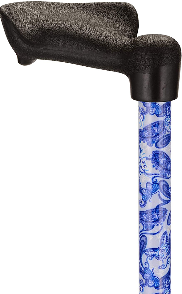 Cane with Palm Handle Right Blue Porcelain